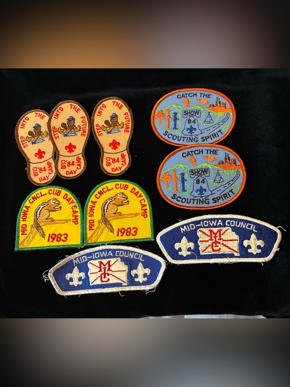 Vintage Mid-Iowa Council BSA Patch Lot Cub Day Camp 1983 1984 Scout Show 84